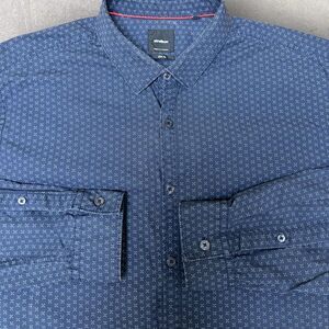 Strellson Mens Shirt XL Slim Fit Geometric Button-Up Long Sleeve‎ Cotton Blend